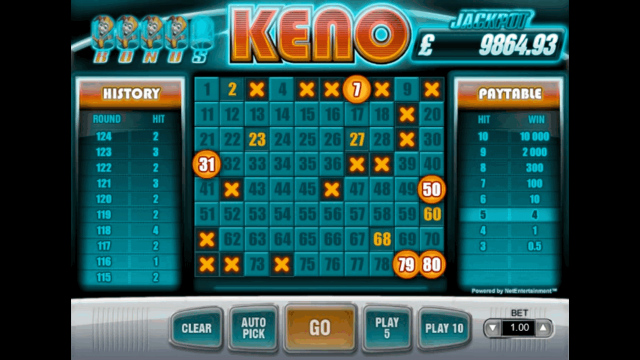 Игровой интерфейс Keno 4