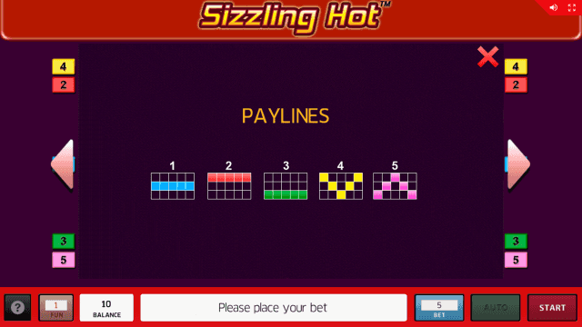Игровой интерфейс Sizzling Hot 17